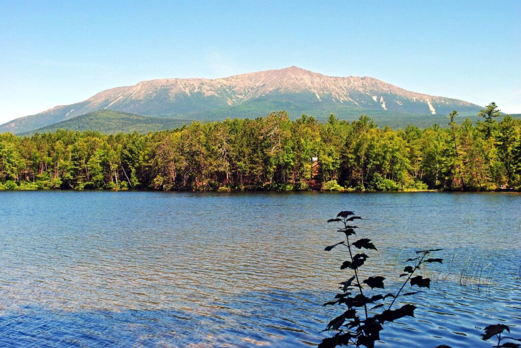 Mount Katahdin rising above a lake in Baxter State Park, Maine